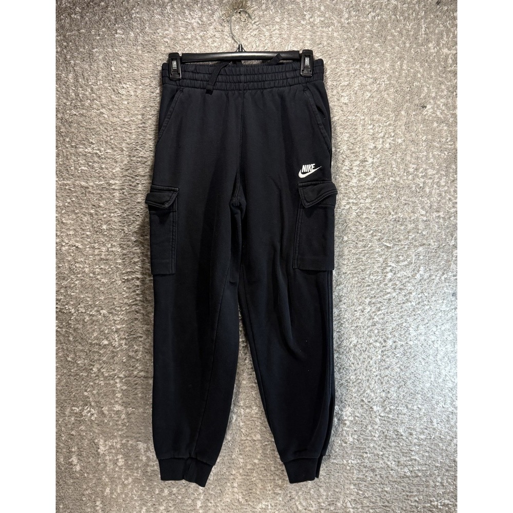 Nike Youth Sportswear Club Fleece Cargo Joggers Sweatpants Black Logo L